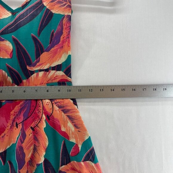 Blind Faith Dress Size S Floral Wrap Knee Length Backless Sleeveless Pink Green - Picture 10 of 11
